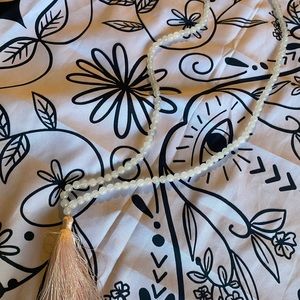 New Pink Beaded Long Necklace with Tassel